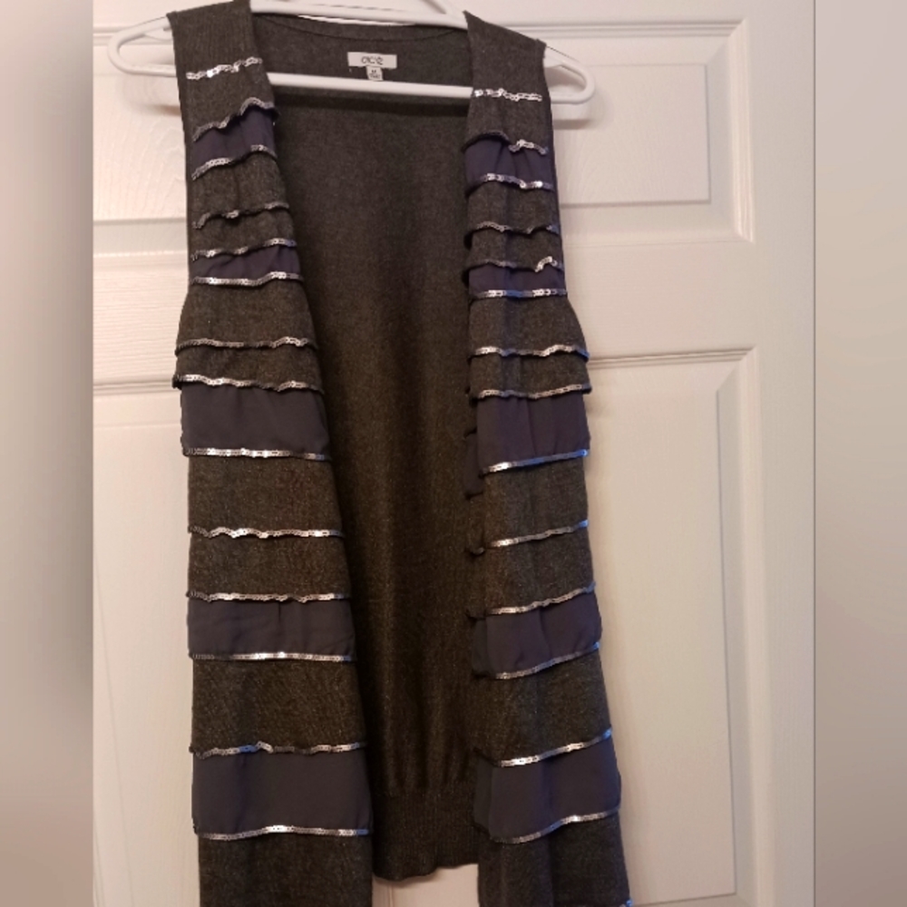 Cachet vest with sequin trim